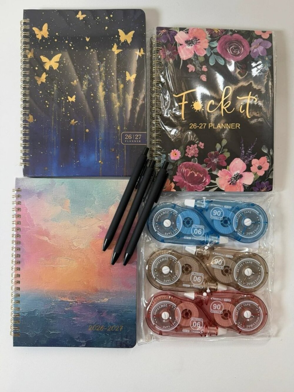 2026–2027 Planner Bundle – 3 Planners, 3 Pens & 3 Correction Tapes –